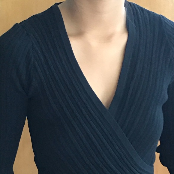 INC NWT Size Small  Wrap Over Black Sweater - Picture 3 of 8